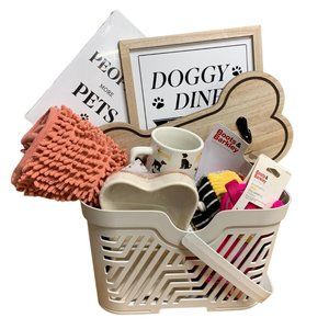 Dog Lover Doggy Diner Less People More Pets Feeding Bowl Bone Hook Gift Basket